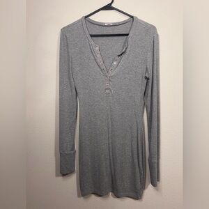 Garage Long Sleeve Grey Henley Dress